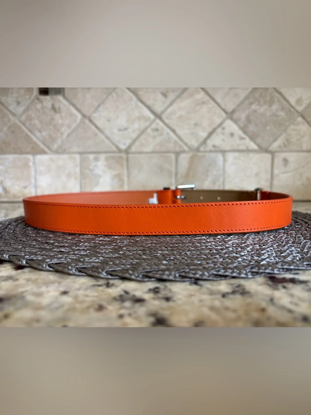 Talbots Color-Block Orange Brown Black Silver Belt